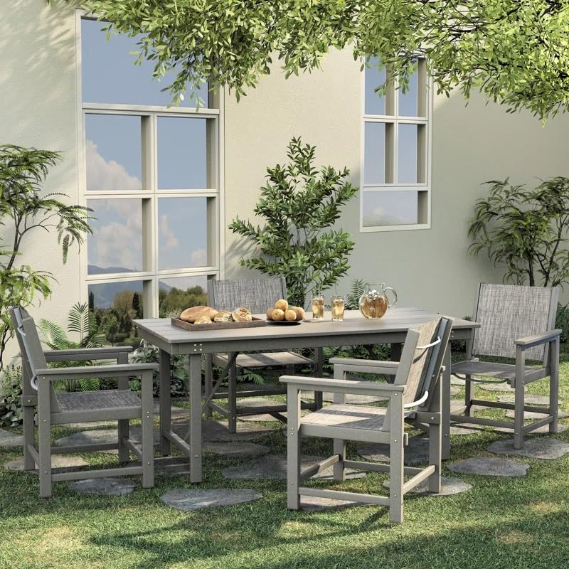 UDPATIO 2-Pack HDPE Patio Dining Chairs with Teslin Fabric - Heavy Duty Outdoor Chairs for Poolside, Deck, Garden, Backyard - All-Weather Resistant Seating Set