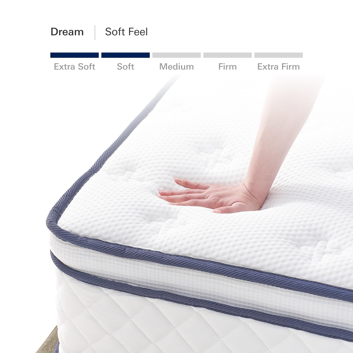 Plush Dream Queen Mattress 12 Inch Hybrid Pocketed Springs - Mattress in a Box with Memory Foam, Soft Plush Feel, Motion Isolation, Multi-Zone Spinal Support