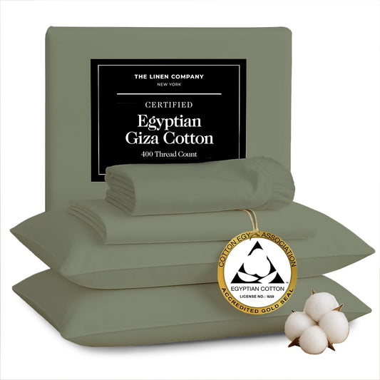 Certified Giza Egyptian Cotton Sheets, Full Size Bed Sheets - Genuine 400 Thread Count - Hotel Luxury, Skin Friendly, Breathable, Naturally Silky Sateen Sheets, Oeko-TEX Certified