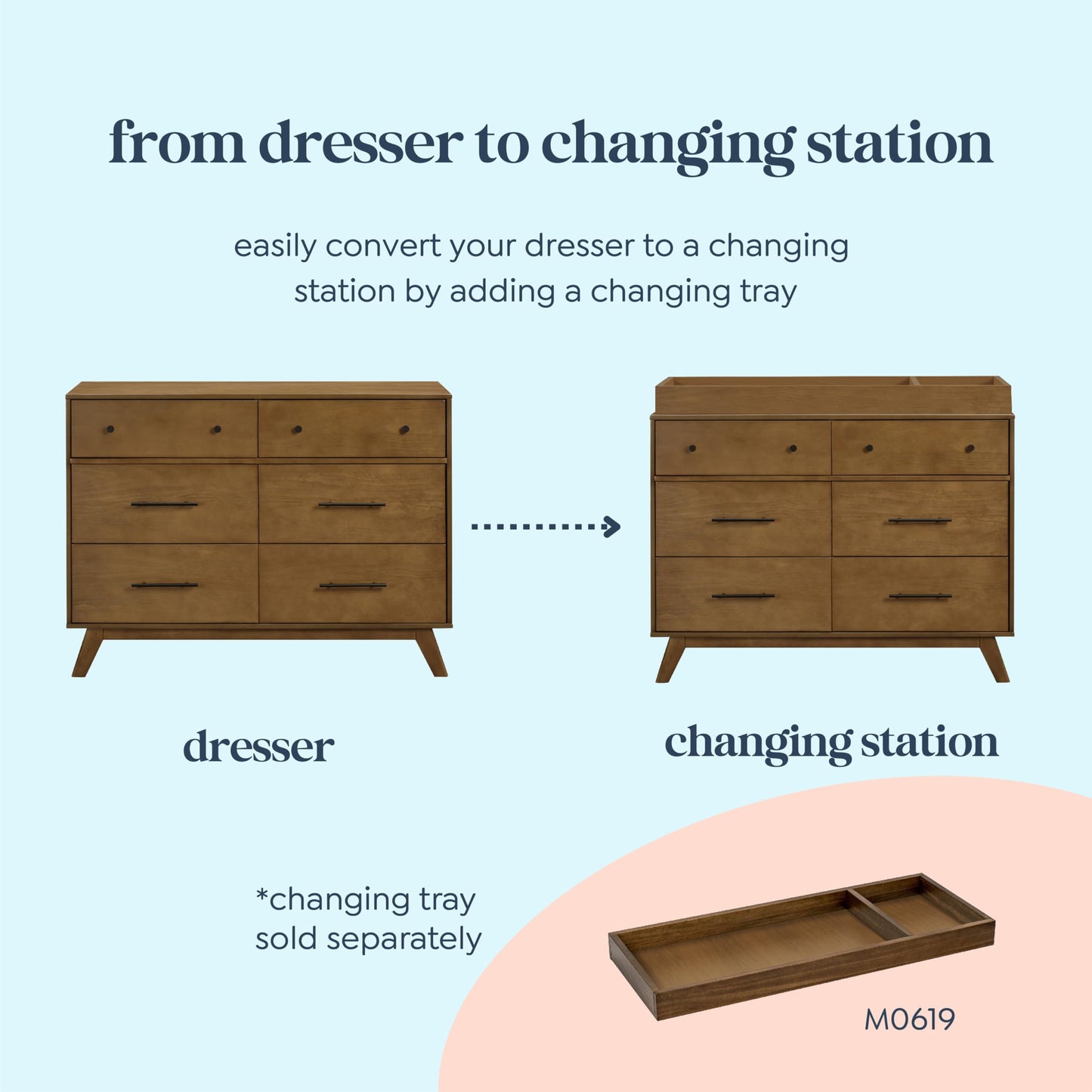 DaVinci Otto 6-Drawer Baby Dresser for Bedroom - GREENGUARD Gold Certified - Multi-Purpose Storage Double Chest of Drawers for Boys and Girls -Dresser for Kids Bedroom, Living Room, Nursery -Walnut
