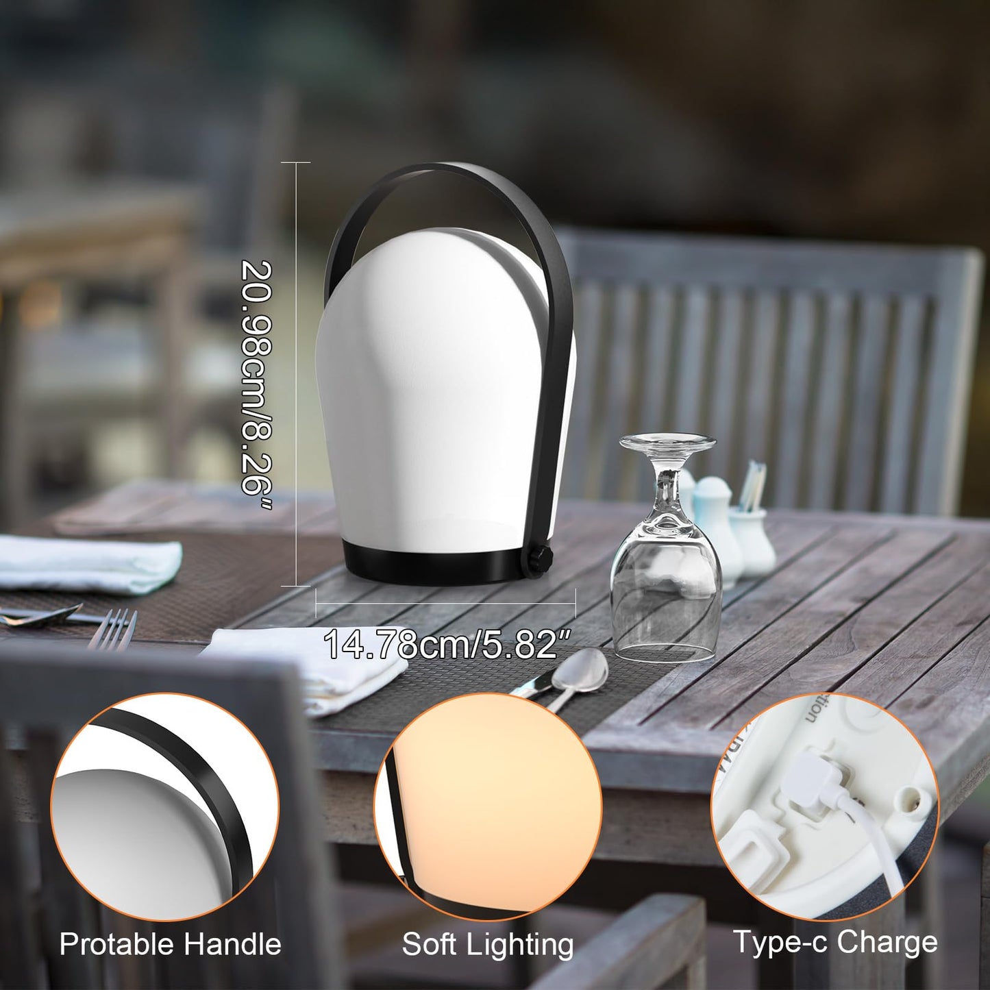 FUYO Outdoor Table Lamp, Hanging Night Light, Portable Shower Lamp. Rechargeable Lamp with RGB for Outdoor Bedroom Living Room Patio Camping Party Garden Porch