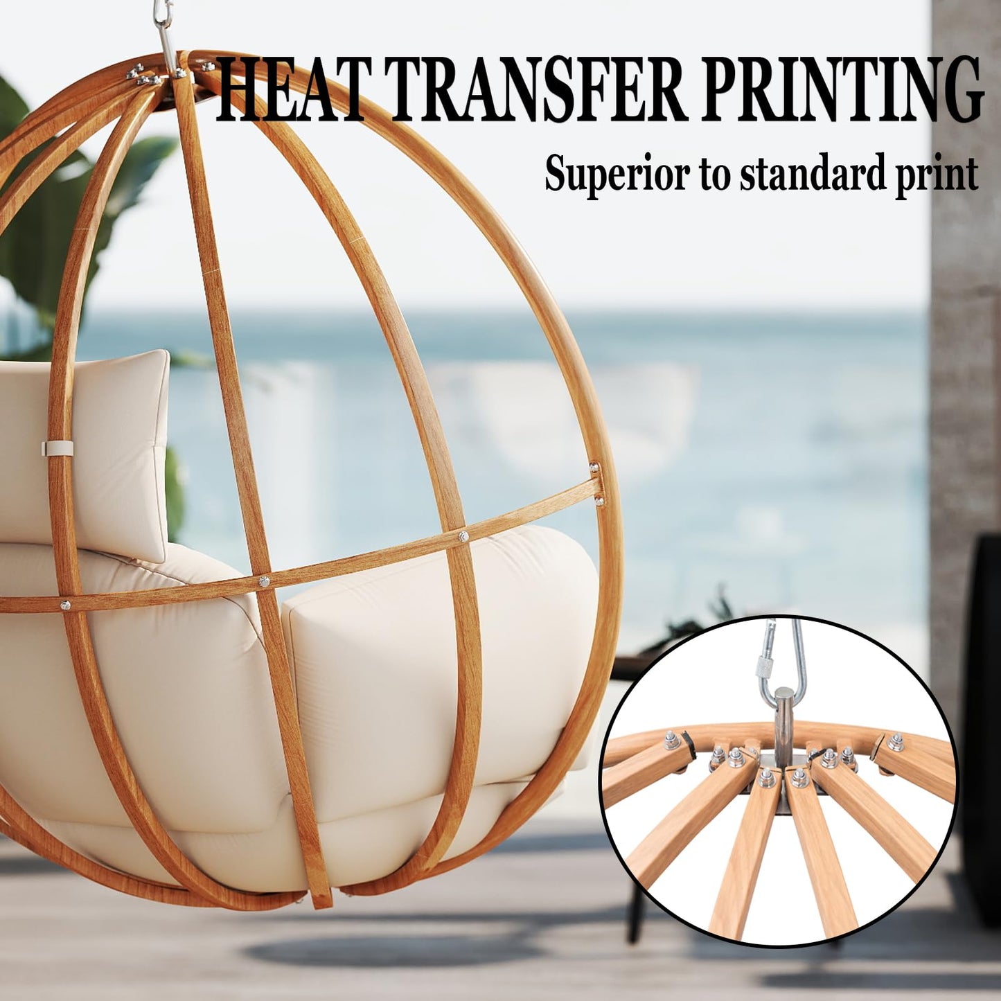 DAYAOUTDOOR Hanging Egg Chair with Stand, Egg Swing Chair Outdoor for Balcony, Patio Hanging Egg Chairs with Cushions for Relaxation in Bedrooms, Gardens, Beige