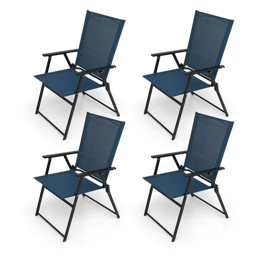 Anmutig Patio Folding Chairs, Outdoor Portable Dining Chairs for Lawn Garden and Porch,Set of 4 - Navy