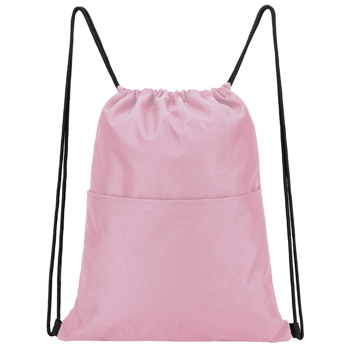 Vorspack Drawstring Backpack Water Resistant String Bag Sports Sackpack Gym Sack with Side Pocket for Men Women - Pink