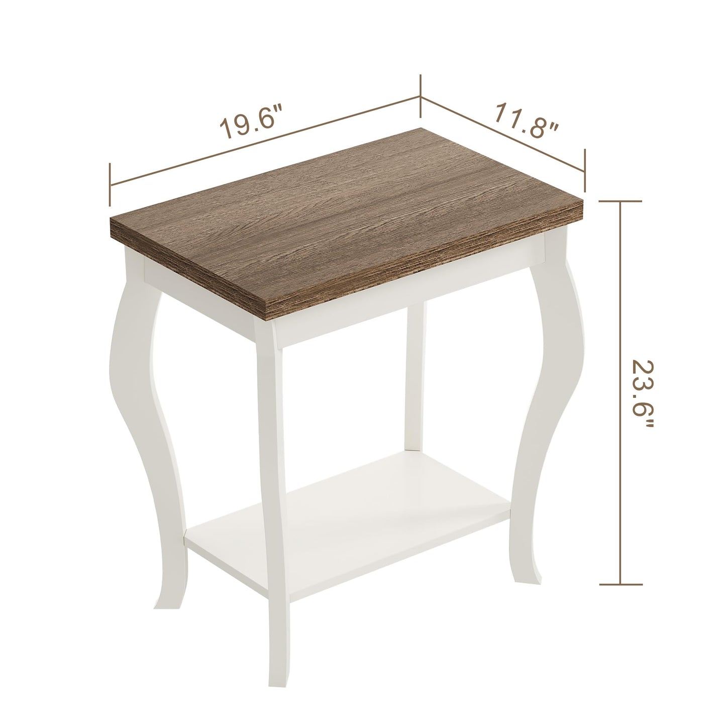 ChooChoo End Tables Living Room, Side Tables Living Room with Curved Legs and Storage Shelf, Small End Tables for Small Spaces, Soft White