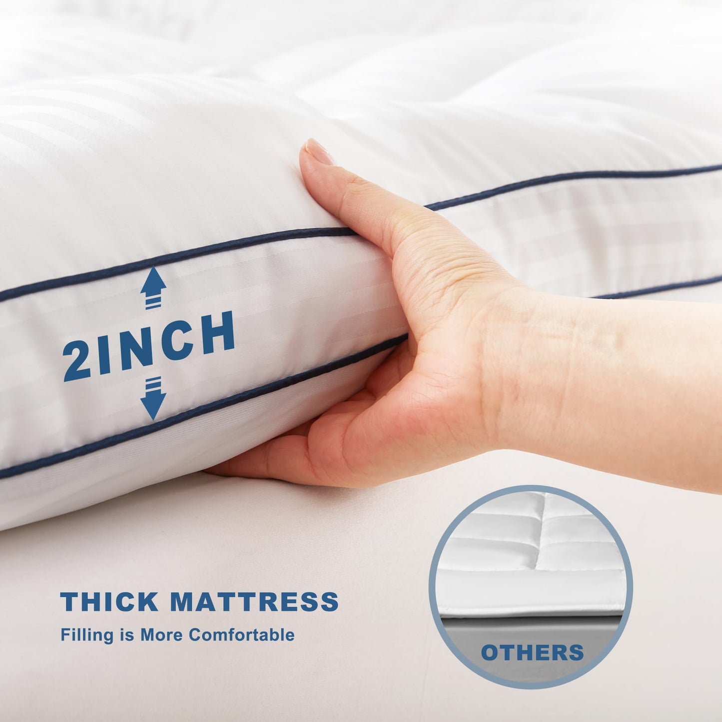 BEDLORE King Mattress Topper, Thick Pillow Top Pad for Back Pain Relief, Cooling Soft Mattress Cover with Deep Pockets 6-18 inch