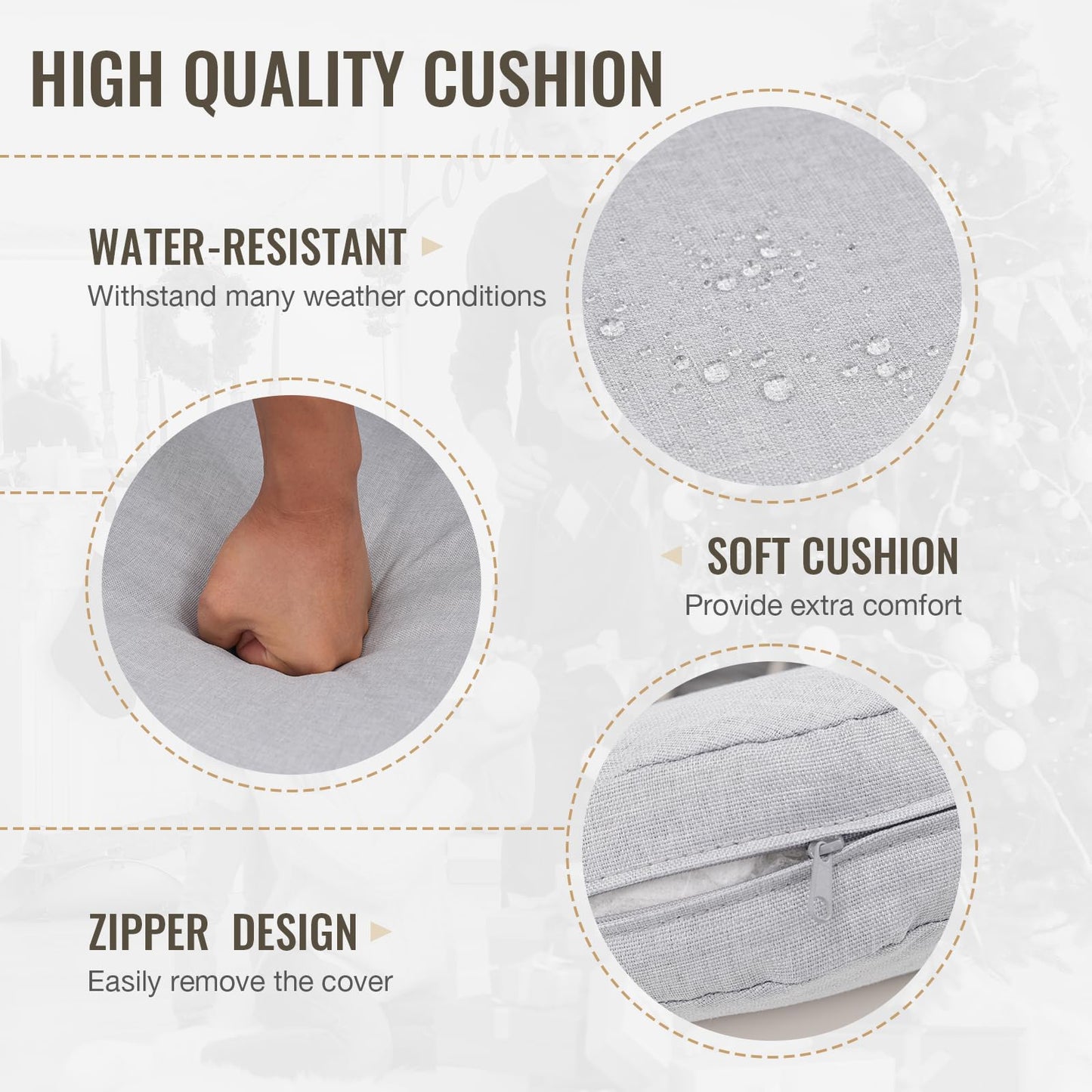 SUNSITT Outdoor Bar Stools Set of 2, 31.8” Patio Metal Counter Height Chairs w/Weather-Resistant Cushion, Woven Rope Design Modern Bar Height Outdoor Chairs w/Armrest Light Gray for Garden Poolside