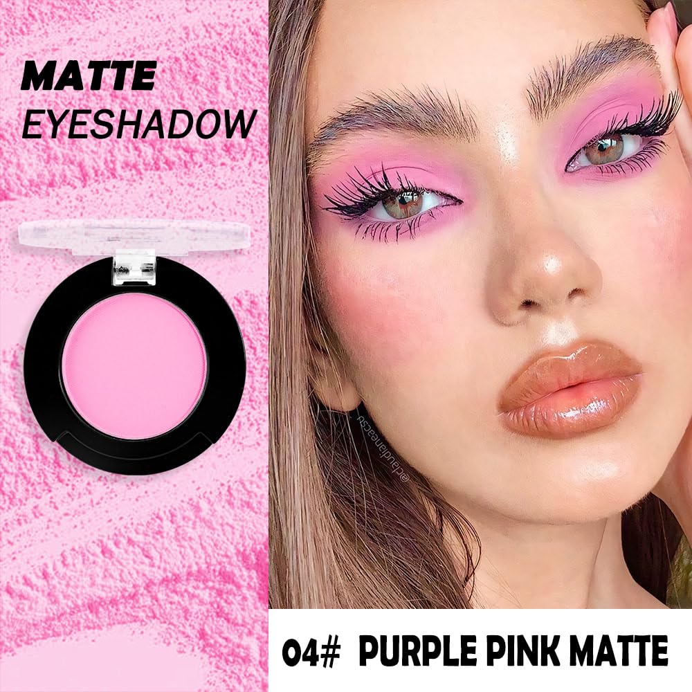 Monochrome Pressed Matte Eyeshadow Palette, Matte Pink Pressed Eyeshadow Waterproof Neutral Powder For Old Women, Mini Eyeshadow, Sombras Para Ojos, Talc, Paraben & Cruelty Free