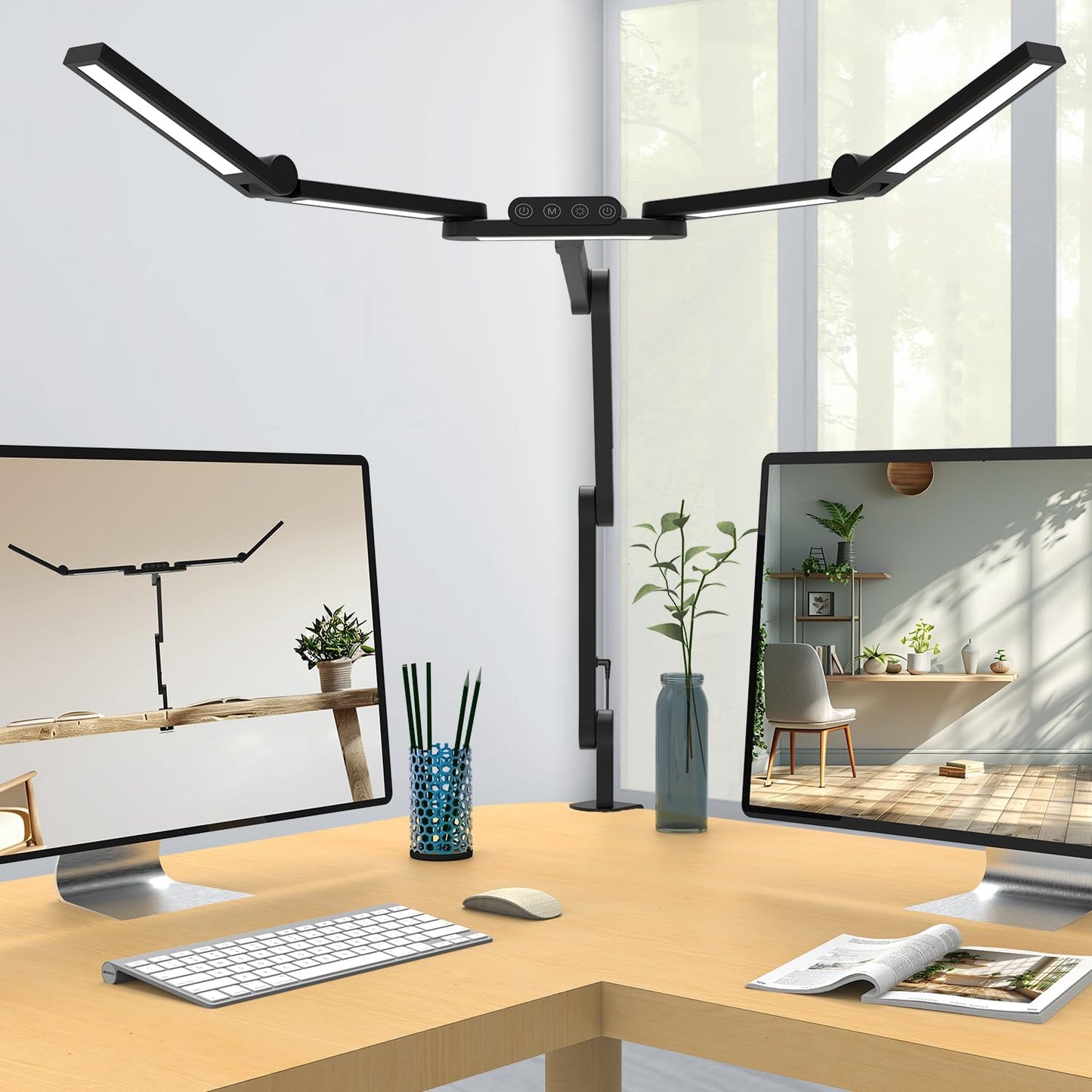 EPABINA Architect Desk Lamp with 5 Light Bars for Home Office, 32.5Inch Long Led Desk Light with Clamp, 24W Tall Foldable Computer Lamp with Swing Arm, Bright Table Light for Desktop Working Drafting