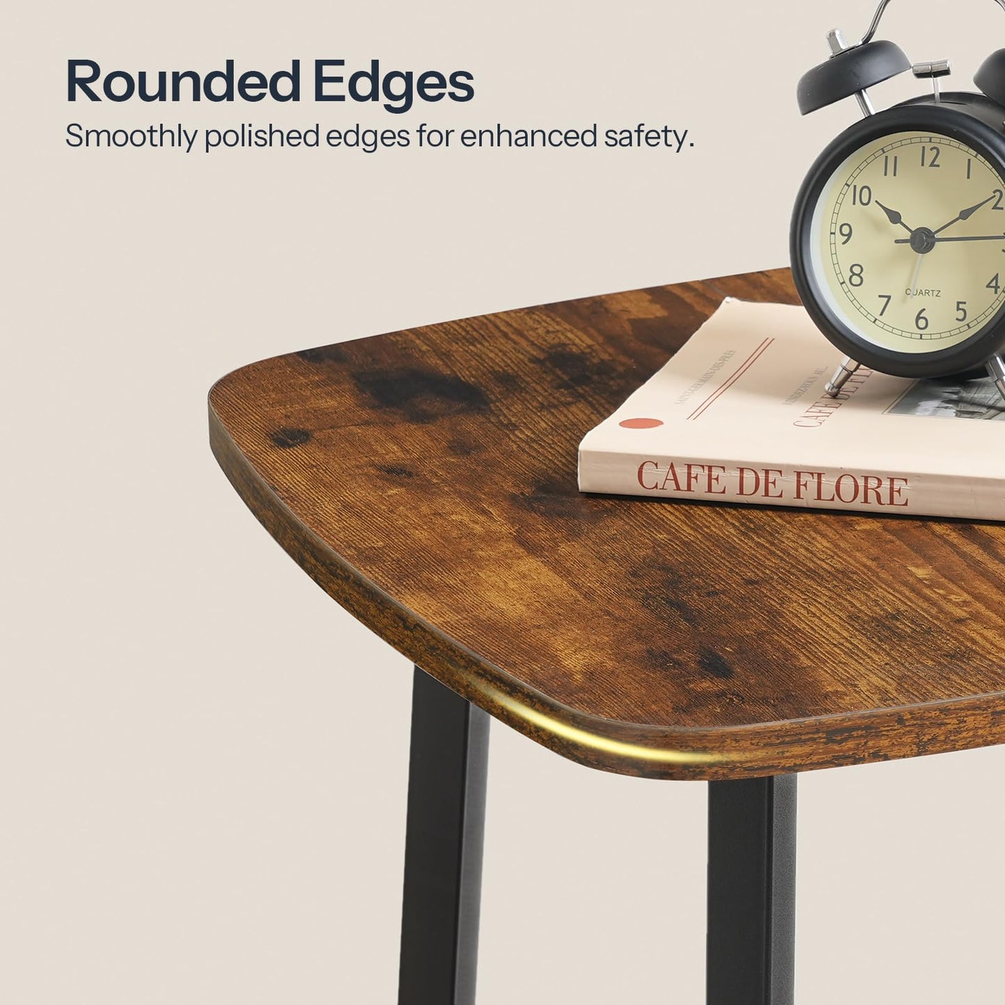 HOOBRO Side Table, 2-Tier Square Sofa End Table, Small Storage Nightstand, for Small Spaces, Living Room Bedroom Accent Table, Rustic Brown and Black BF181BZ01