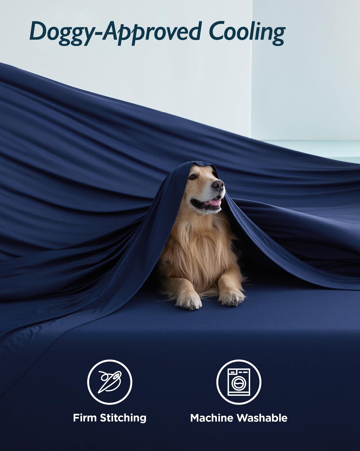 Breescape Cooling Sheet Set King Size - BlendTek™ Dry & Cool Technology for Hot Sleepers and Night Sweats, Q-Max>0.46 Tech, Deep Pocket Up to 18", 360° Elastic Band, Twilight Blue