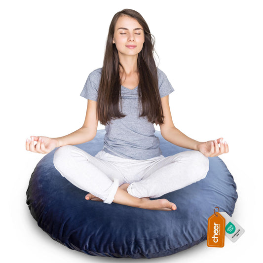 Cheer Collection Extra Large Floor Pillow, 32" Round Meditation Cushion, Oversized Yoga Pillow & Floor Cushions for Adults, Floor Pillows for Sitting, Meditation, and Seat Cushion - Navy Blue
