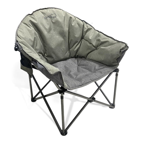 Colorsoul Oversized Camping Chairs Heavy Duty, Full Padded Foldable Camping Chairs for Adults with Cup Holders, Portable Camp Lawn Chairs for Outdoor, Support 450lbs,Yellow Grey