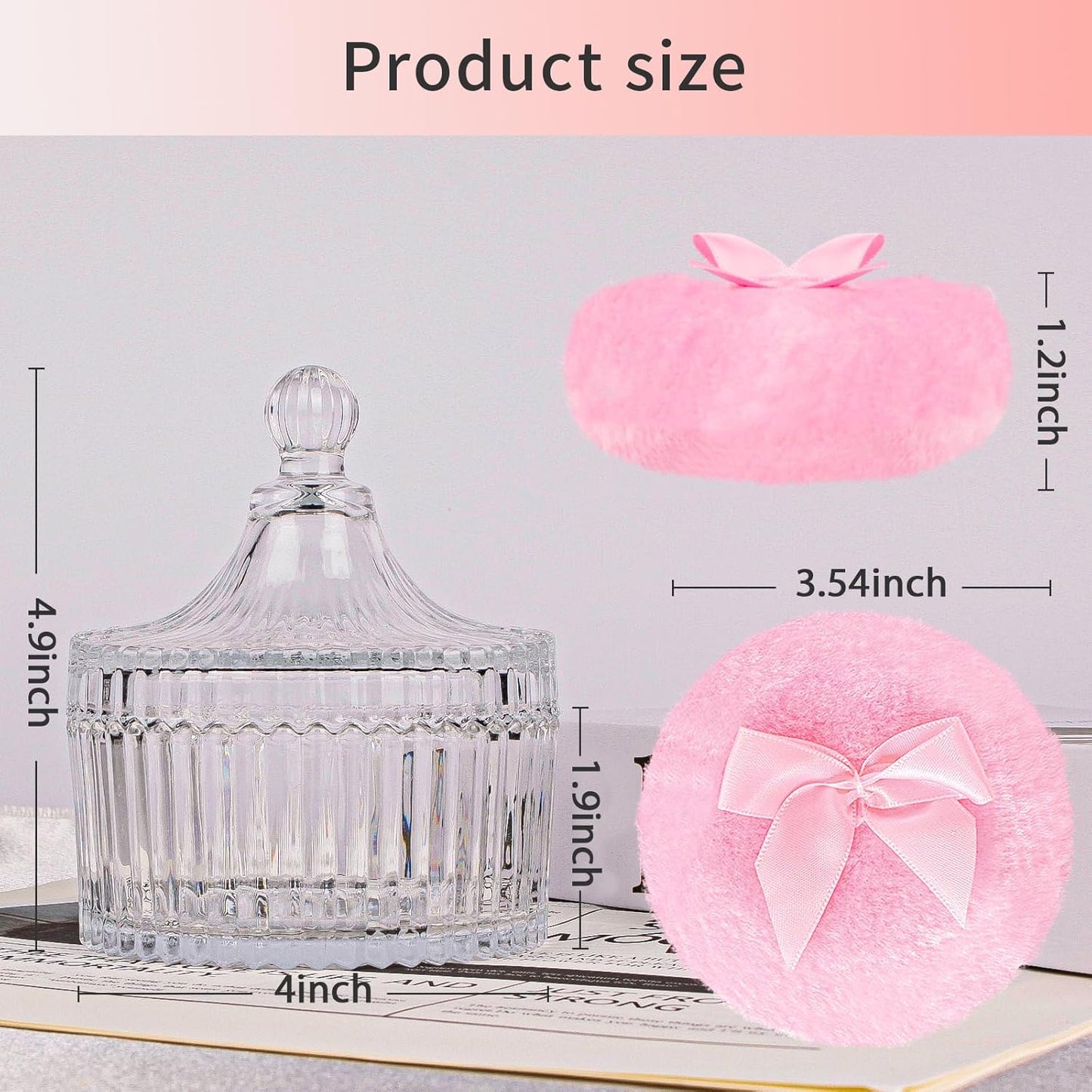 Large Body Powder Puffs and Containers, Crystal Clear Powder Container with Soft Power Puffs, Reusable Dusting Powder Case with Washable Velvet Face Body Glitter Puffs Wet and Dry Makeup