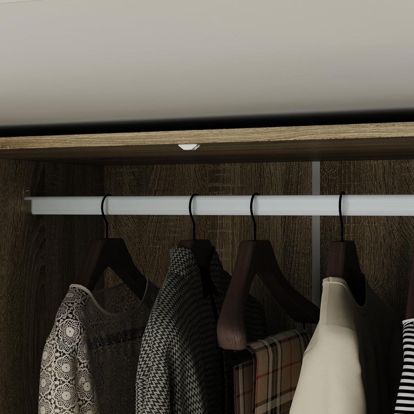 Hitow Ratten Wardrobe Armoire Closet, 3 Door Rattan Closet Wardrobe Cabinet with 3 Drawers & Hanging Rod, Storage Wardrobe Armoire Dresser for Bedroom Organizer (47.2" W x 18.9" D x 70.9" H)
