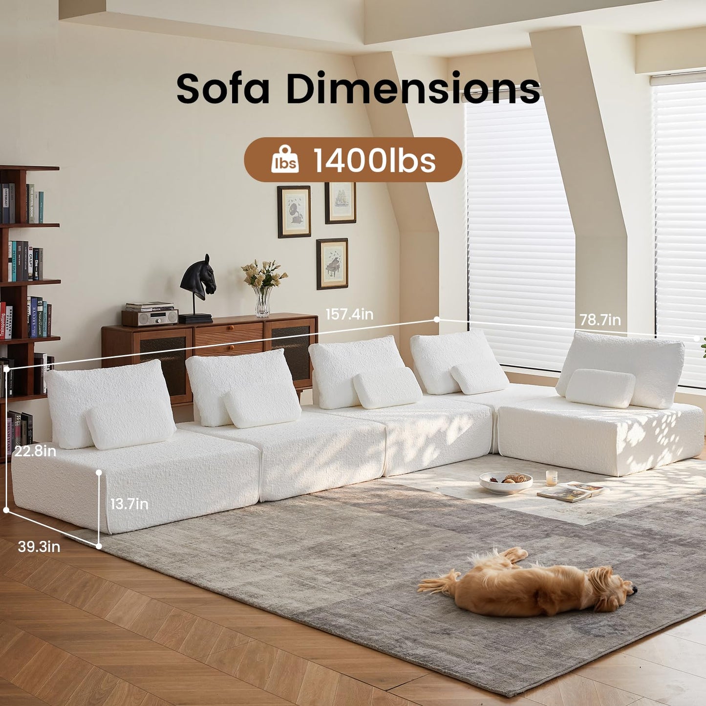 Cloud Combination Sofa, Free Combination Deep Seat Corner Sofa, Corduroy Cloud Sectional Couch, Modern Minimalist Modular Couch for Living Room Bedroom, No Assembly Required (2*Sofa Module)