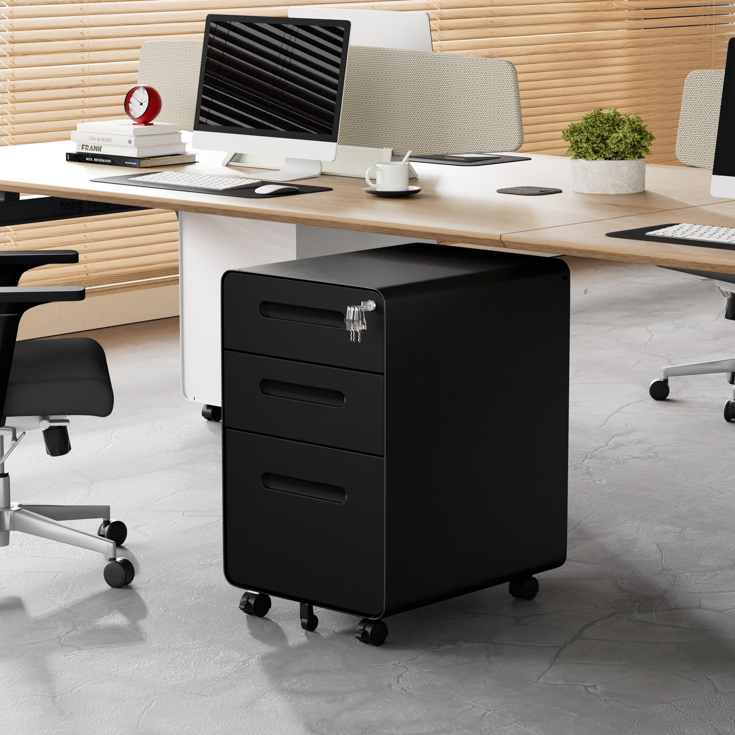 LVSTEEL 3 Drawer File Cabinet with Lock and 4 Keys, Mobile Metal Filing Cabinet, File Cabinets for Home Office, Under Desk, Pre-Assembly, File Drawer, Letter/Legal/A4 Hanging File Folders