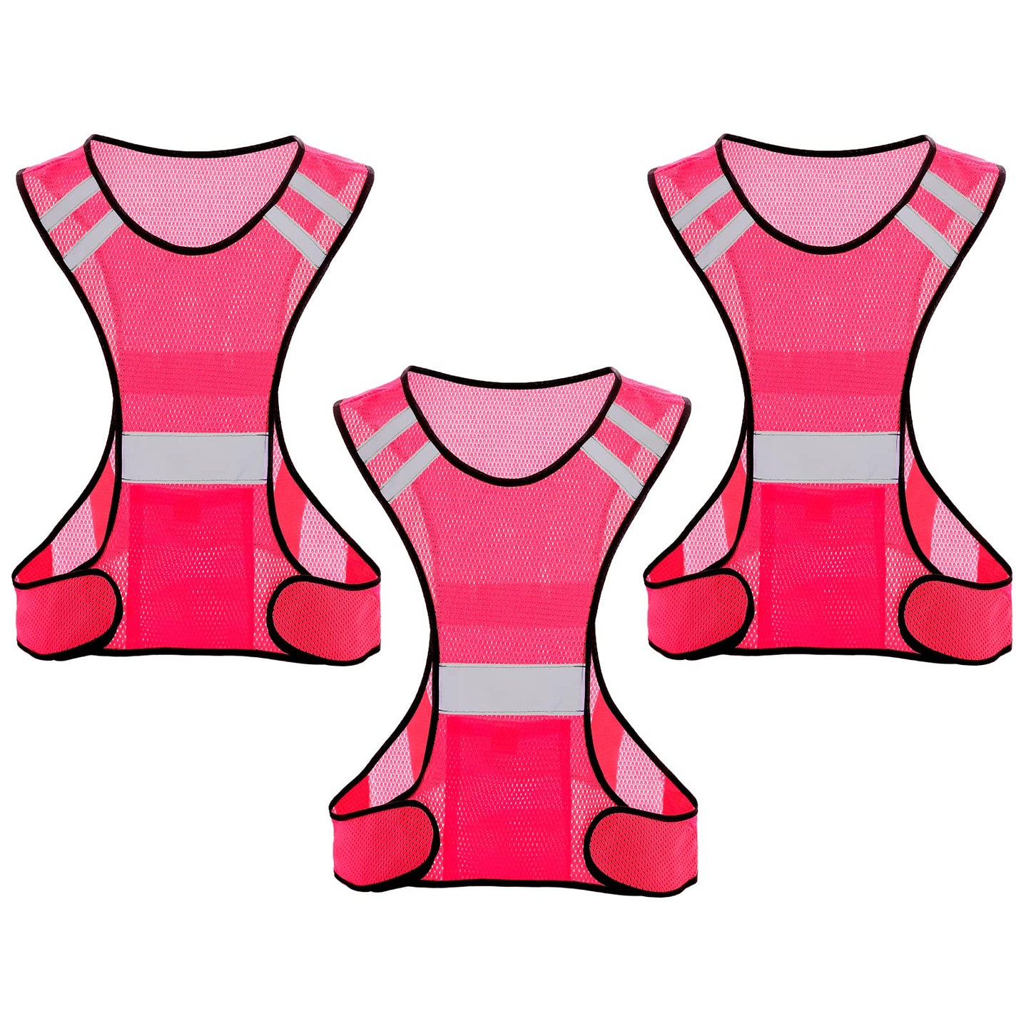 TCCFCCT Reflective Safety Running Vest for Men Women Running Gear for Walking at Night, 3pack Pink, One size