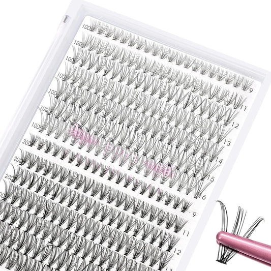 280 Mix Length & Curl Lash Set: Wispy 10D, 20D, C & D Curl - Cluster, DIY At Home