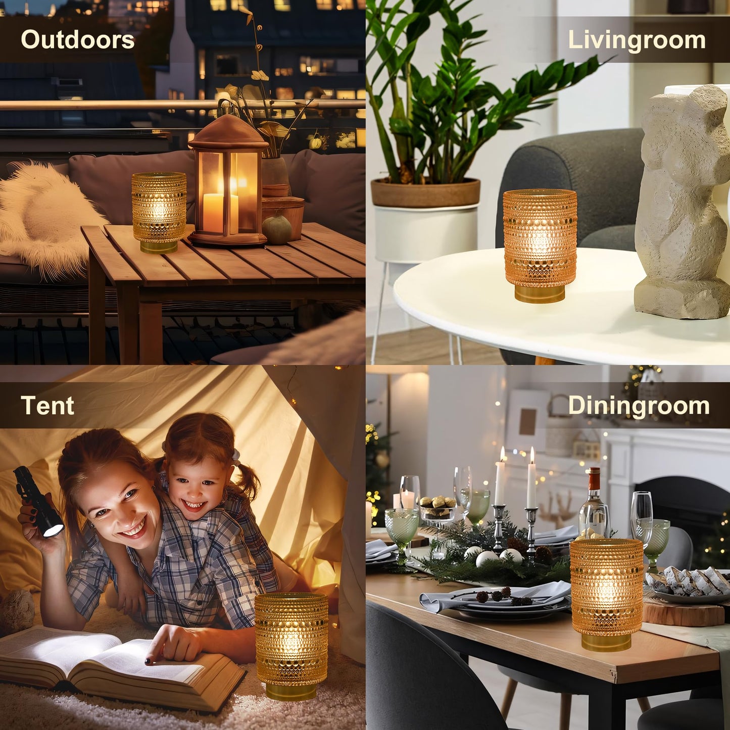 MiuBrty Battery Operated Lamp with Auto-Off Timer, Cordless Table Night Light for Bedroom & Entryway, Portable LED Lamp for Home, Outdoor, Camping No Battery Included (Pearl Design-Amber)