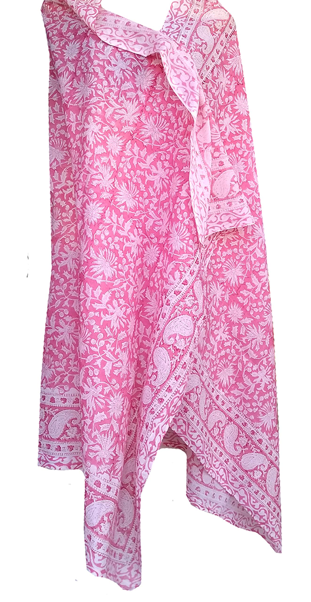 Craft N Copper Pure Cotton Hand Block Print Sarong Womens Swimsuit Wrap Cover Up Long (73" X 44")