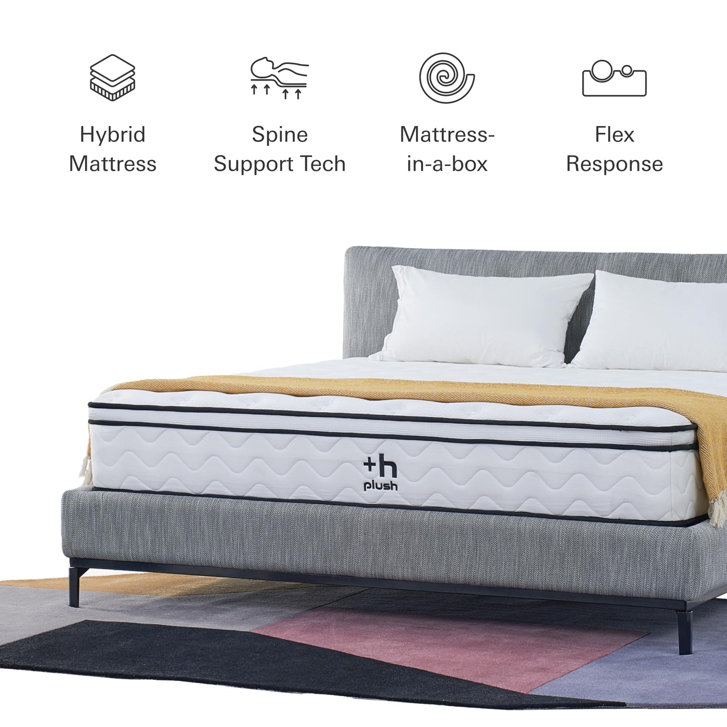 Plush Calm, 12 Inch Full Size Mattress, Hybrid Pocketed Springs, Mattress in a Box with Memory Foam, Medium Firm Feel, Motion Isolation, Multi-Zone Spinal Support