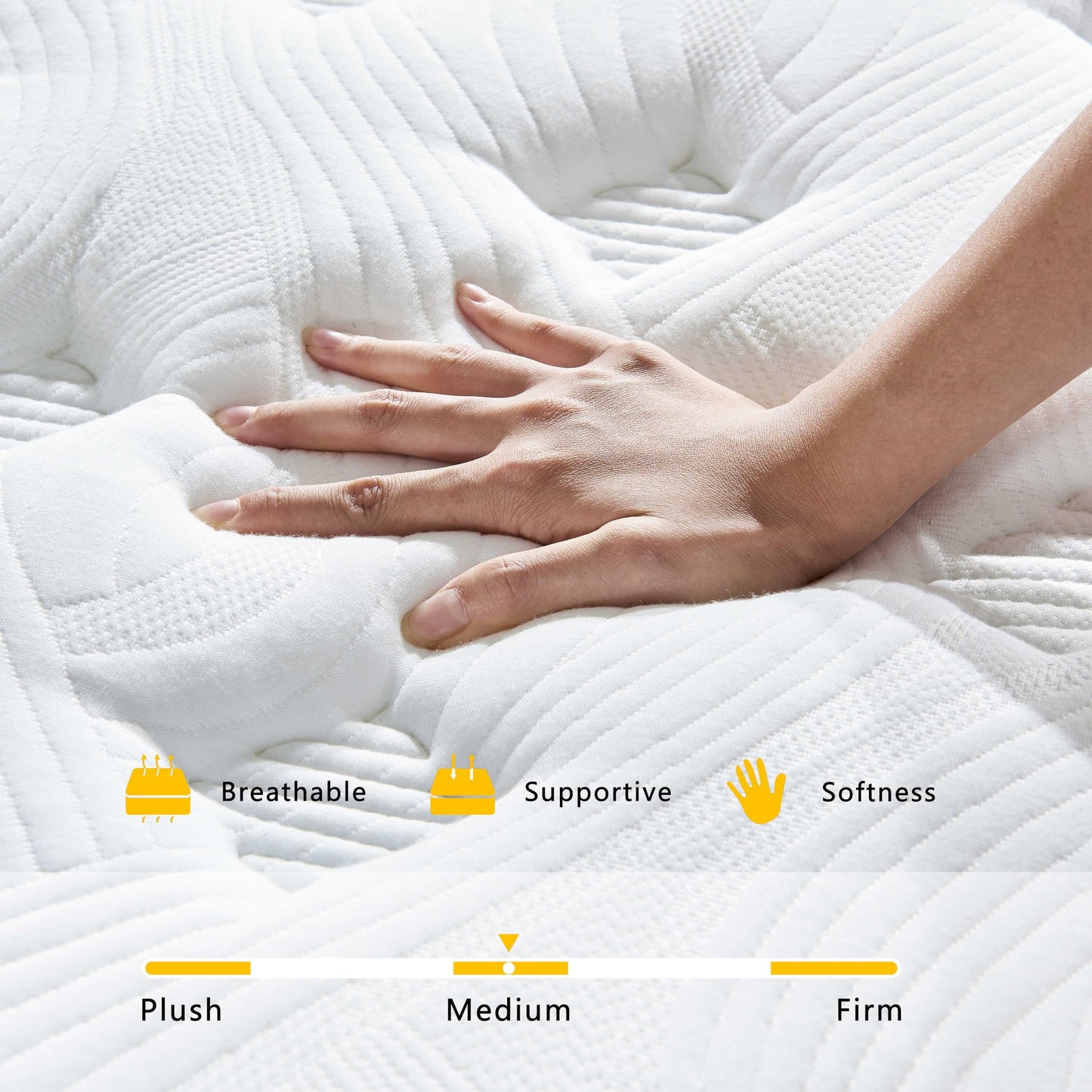 Vipcute King Mattress, 12 Inch King Size Mattresses, 12 Inch Hybrid Pocketed Coil Mattress in a Box with Gel Memory Foam, Medium Firm, CertiPUR-US Certified
