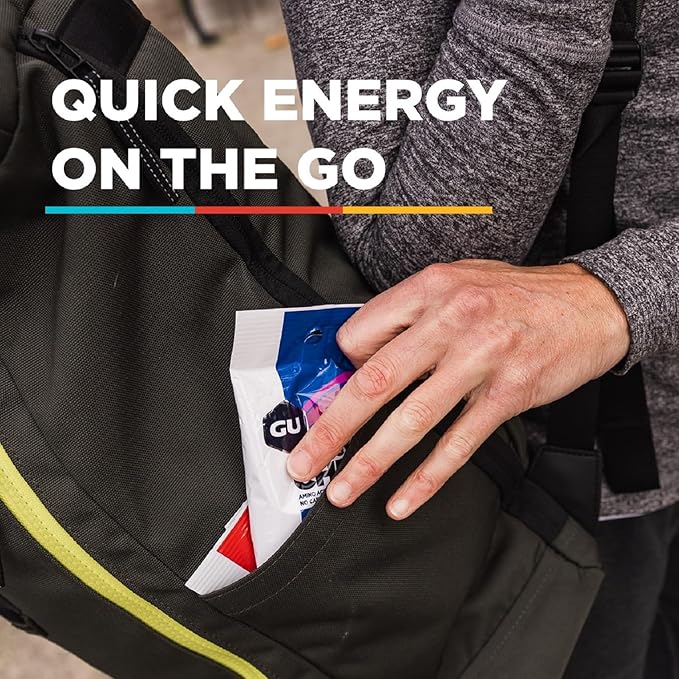 GU Energy Chews, Orange Energy Gummies with Electrolytes, Vegan, Gluten-Free, Kosher, Caffeine-Free, and Dairy-Free On-The-Go Energy for Any Workout, 12 Bags (24 Servings Total)