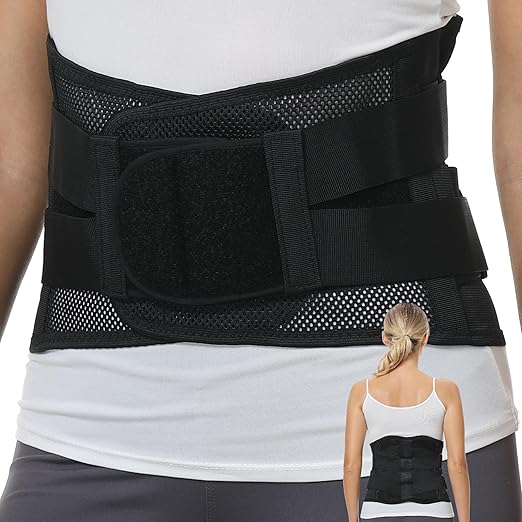 NeoTech Care Adjustable Double Pull Lumbar Brace/Lower Back Belt (Grey, Size M)