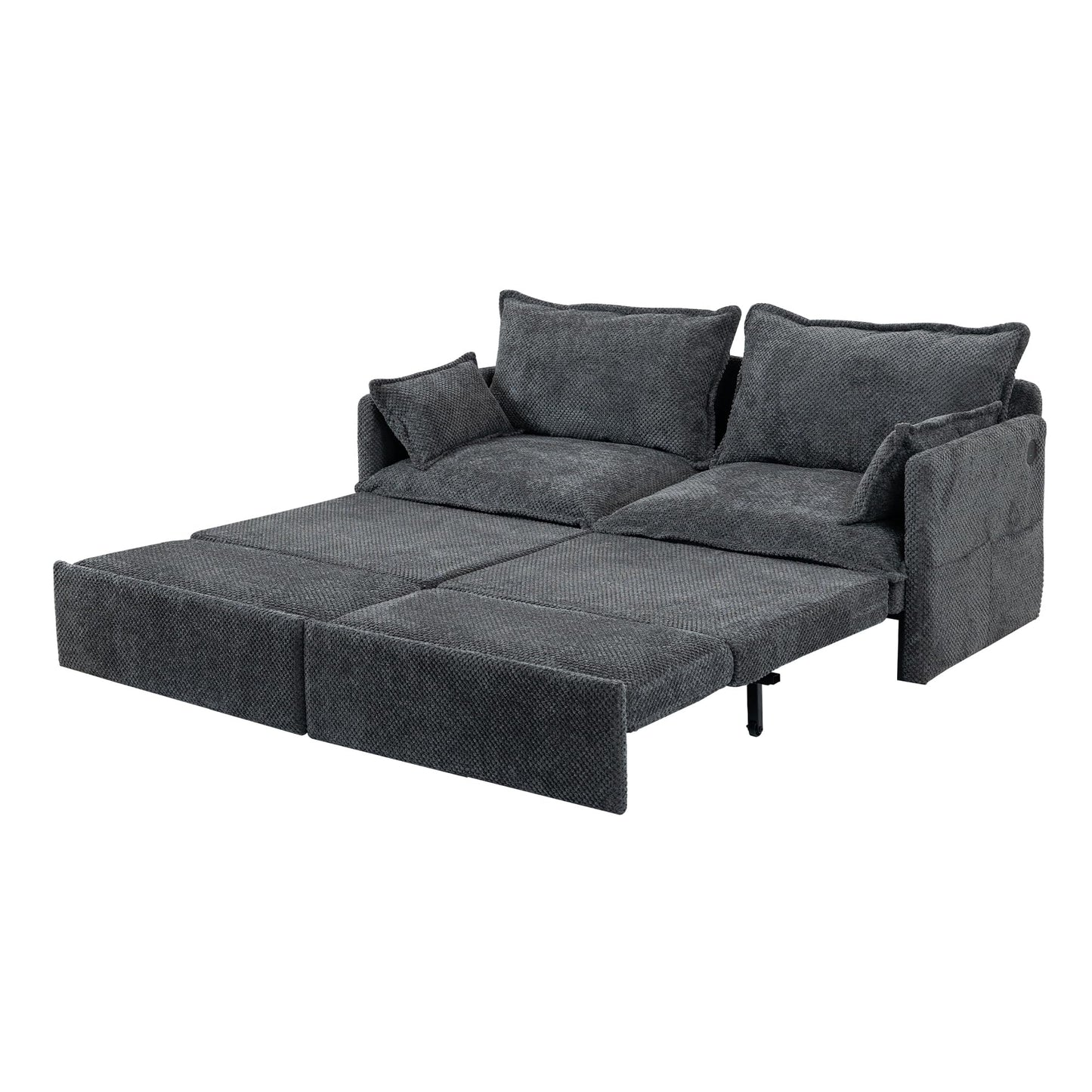 GRAINLLE King Size Pull Out Couch Bed,Convertible Loveseat Sleeper Sofa Couch with Pull-Out Bed, USB Charging & Side Storage,3-in-1 Corduroy Sleeper Sofa Bed for Living Room, Bedroom(Grey, 73.6'')