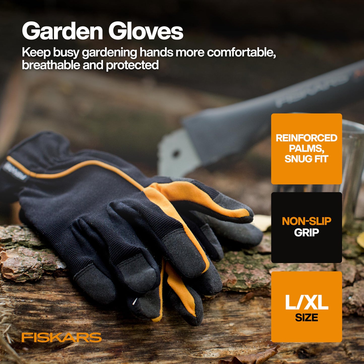 Fiskars Vegetable Garden Tool Set with Vegetable Shears, Seed Sower, Trowel, Cultivator, Weeder, and L/XL Garden Gloves for Indoor or Outdoor Gardening (6 Piece Kit)
