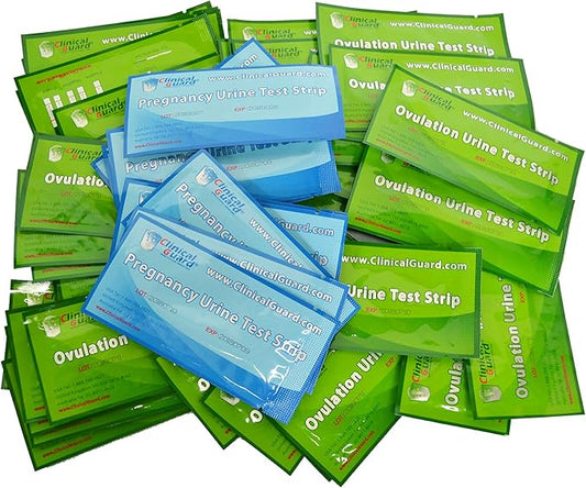 Clinical Guard 50 Ovulation Test Strips and 20 Early Pregnancy Test Strips Combo Rapid HCG Test Fertility Ovulation Predictor Kit