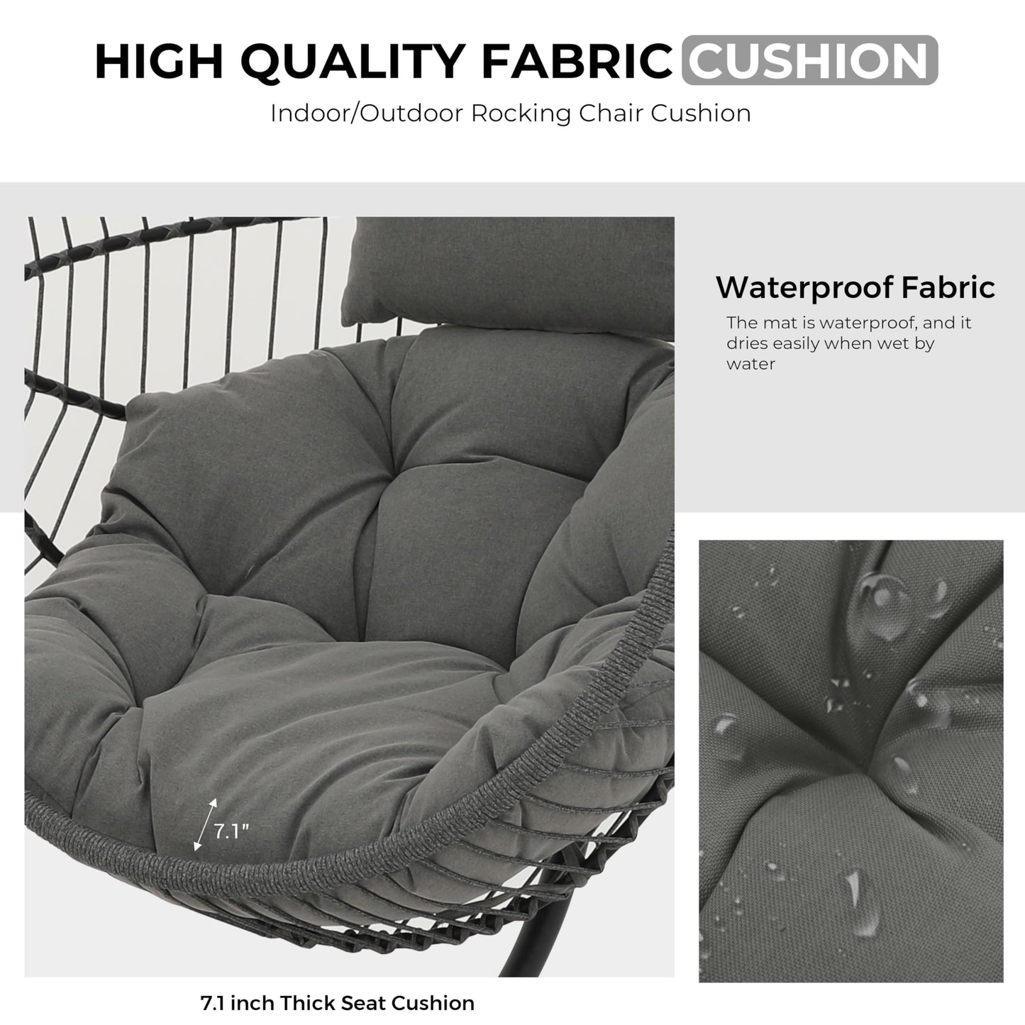 GREEN MORE Oversized Egg Swing Chair with Stand, Hanging Swing Chair, Foldable Hammock Chair with Steel Frame, 350LBS Capacity for Patio Garden Bedroom, Grey