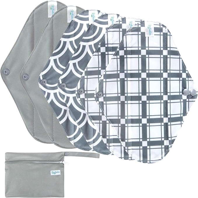 Leekalos Reusable Bamboo Cloth Pads - Light Incontinence Pads - Pack of 6, 1 Cloth Mini Wet Bag