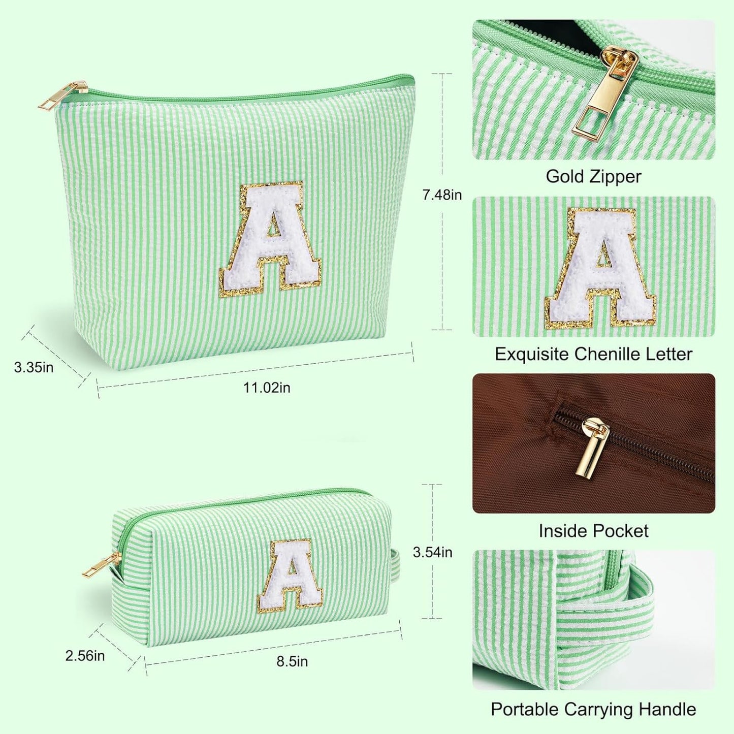 YOOLIFE Initial Makeup Bag for Women - Teen Girl Gifts Trendy Stuff Monogram Cute Makeup Bags Make Up Case for Women Her Best Friend Friendship Sister Teacher, Personalized Birthday Gifts H
