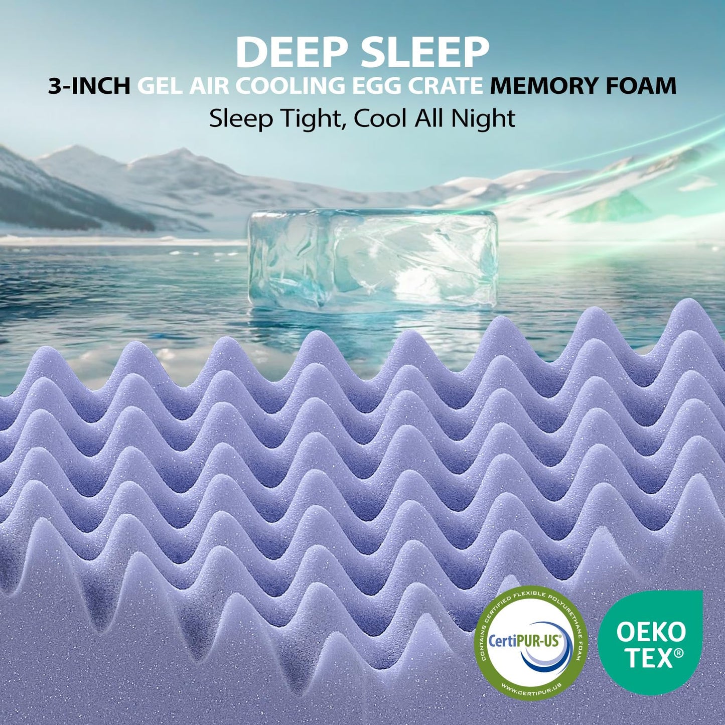 downluxe 5 Inch Queen Memory Foam Mattress Topper Pro Dual Layer 3 Inch Cooling Gel Egg Crate Memory Foam Plus 2 Inch Pillow Top Medium Firm with Deep Pocket