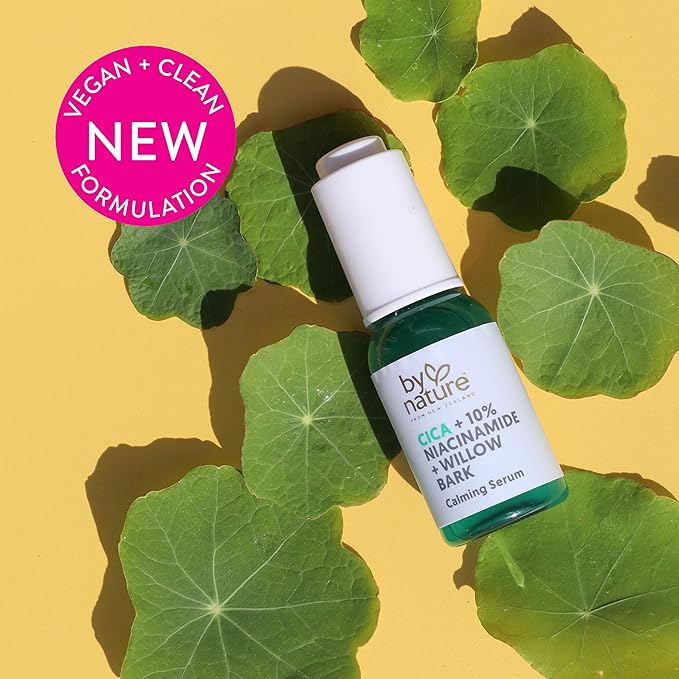 By Nature Calming Face Serum - Cica+10% Niacinamide+Willow Bark - Purifying Facial Serum with Cica Plant Extract & Texture Enhancing Niacinamide - Skincare from New Zealand - 1 fl. Oz
