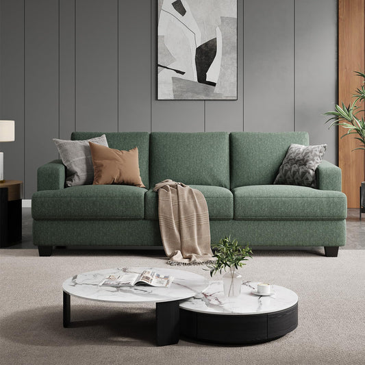 COPIAE 89 Inch Sofa with Extra Deep Seats Oversize, 3 Seater Sofa for Living Room,Modern Couch and Sofa, Comfy Armrests and Seats and Backrests, Easy Installation, Light Green