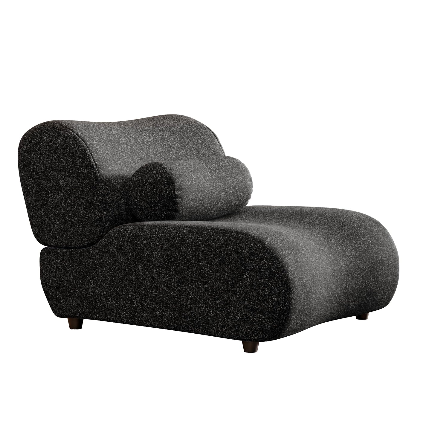 ALYIAMXL Modular Chaise Lounge Chair Indoor, Chenille Sectional Sofa with Moveable Headrests & Cylindrical Pillows, Hidden Legs Design for Living Room,Small Spaces(Black)