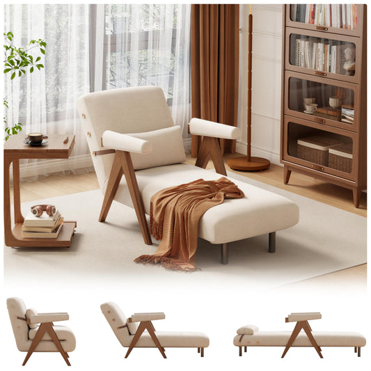 Convertible Sleeper Chair, 3-in-1 Single Sofa Bed for Adults，Pull Out Lounge Sleeper Chairs，Foldable with Adjustable Backrest (D31.8 x W21.3 x H31.8 inch(Beige))