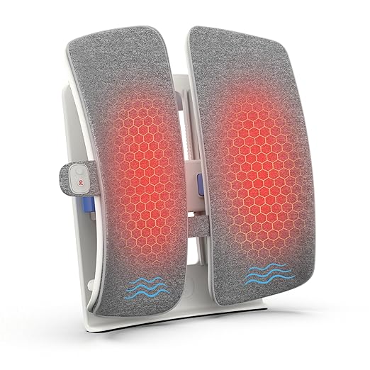 COMFIER Heated Lumbar Support Pillow with Vibration Massage, Back Support Cushion for Office Chair, Graphene Heating Chair Back Massager for Car Gaming Chair, Adjustable Height Up to 18.1 Inches