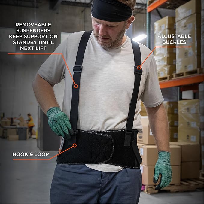 Ergodyne ProFlex 1650 Back Support Belt, 7.5" Elastic, Adjustable, Removeable Straps