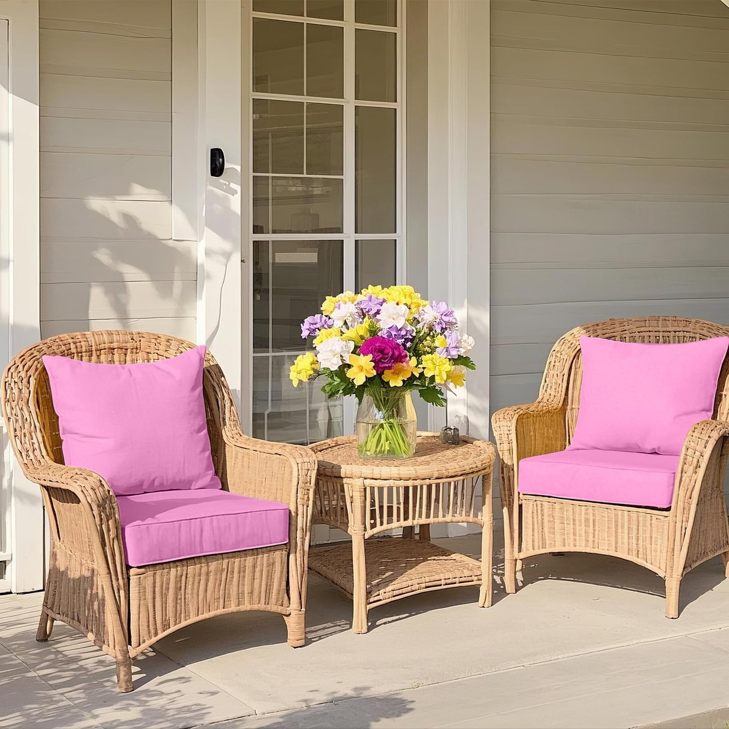 EAGLE PEAK Outdoor Deep Seat Patio Seat Cushion Set, 25 x 25 x 5 inch, 2-Piece Back Chair Cushion, Set of 2, Pink