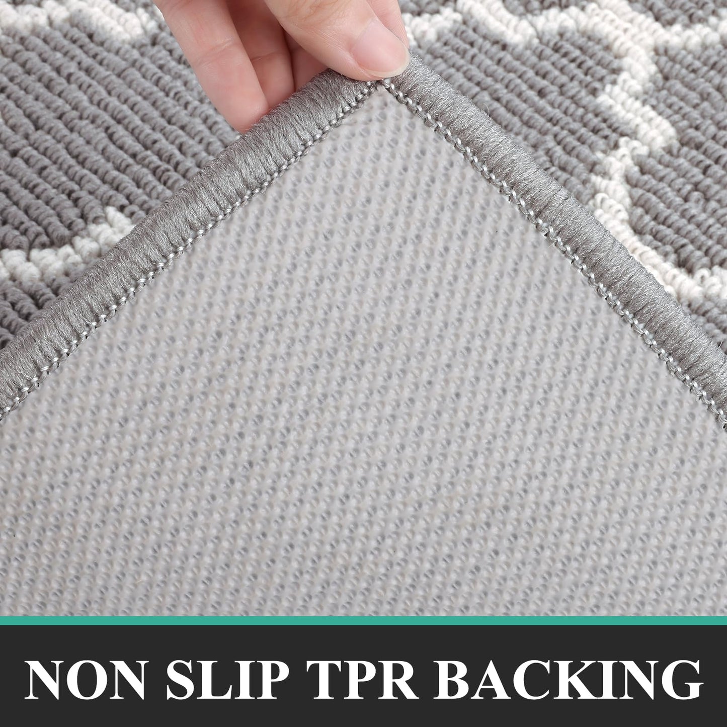 Pauwer Door Mat Indoor Entrance 36"x60" Absorbent Dirt Trapper Welcome Mats for Front Door Washable Entryway Rugs Ultra Thin Doormat Non Slip Runner Rugs for Hallway Kitchen Laundry Room, Grey