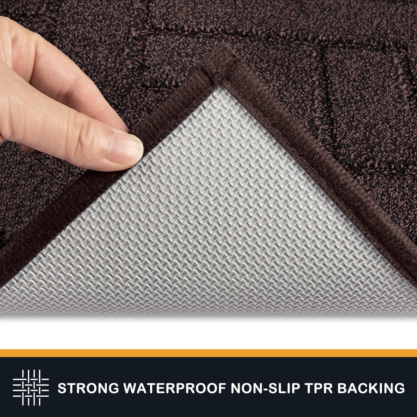 PURRUGS Dirt Trapper Door Mat 24" x 35.5", Non-Slip Machine Washable Entry Rug, Shoe Scraper, Dog Doormat, Super Absorbent Welcome Mat for Front & Back Door, Muddy Wet Shoes & Paws, Brown