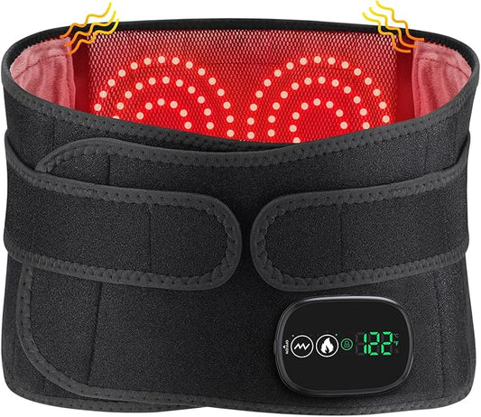 Cordless Heating Pad with Vibration for Back Pain Relief, XL Heated Back Belt Wrap with 3 Fast Heating and Vibration Massage Modes, 5000mAh Battery Operated Heat Pad for Back, Waist, Lumbar (Black)
