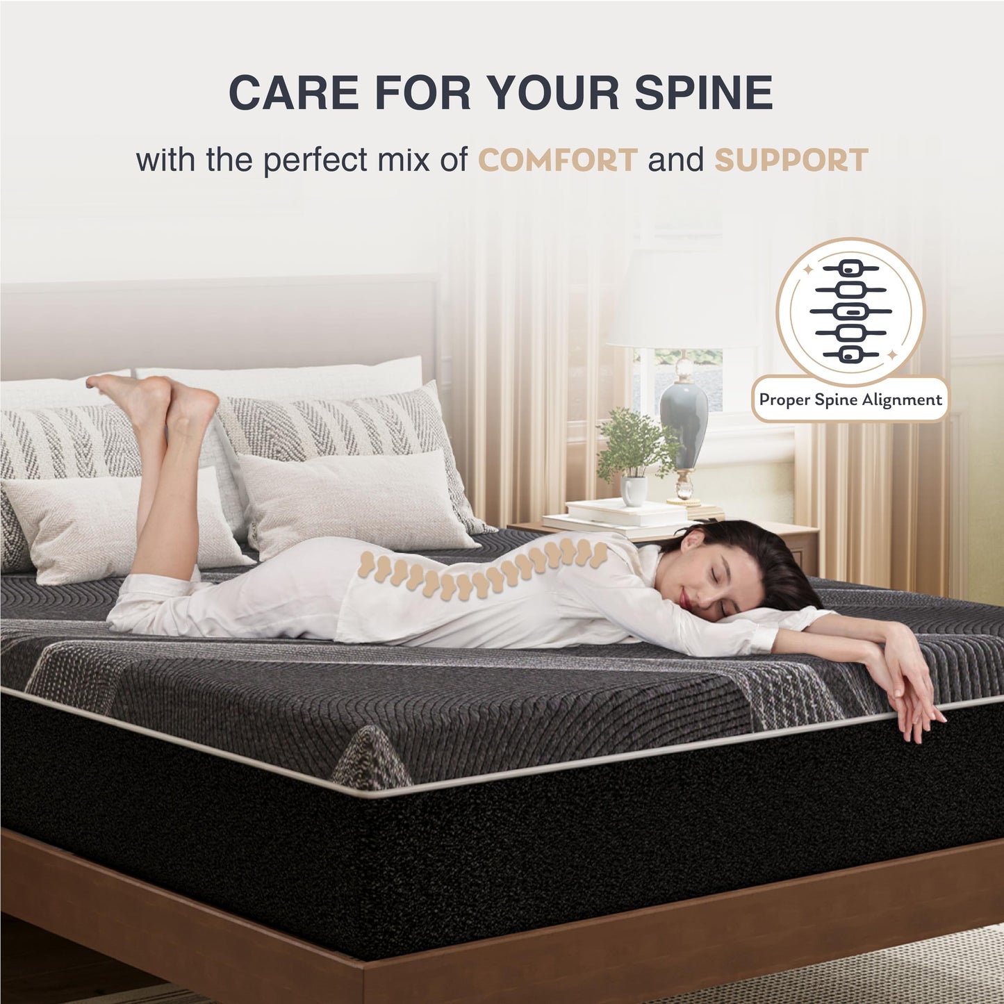 Dyonery Queen Mattress 10 Inch Charcoal Gel Memory Foam in a Box, CertiPUR-US Certified, Fiberglass Free, Cooling Double Mattress, Made in The USA of US Foam, 80" × 60" × 10", Medium
