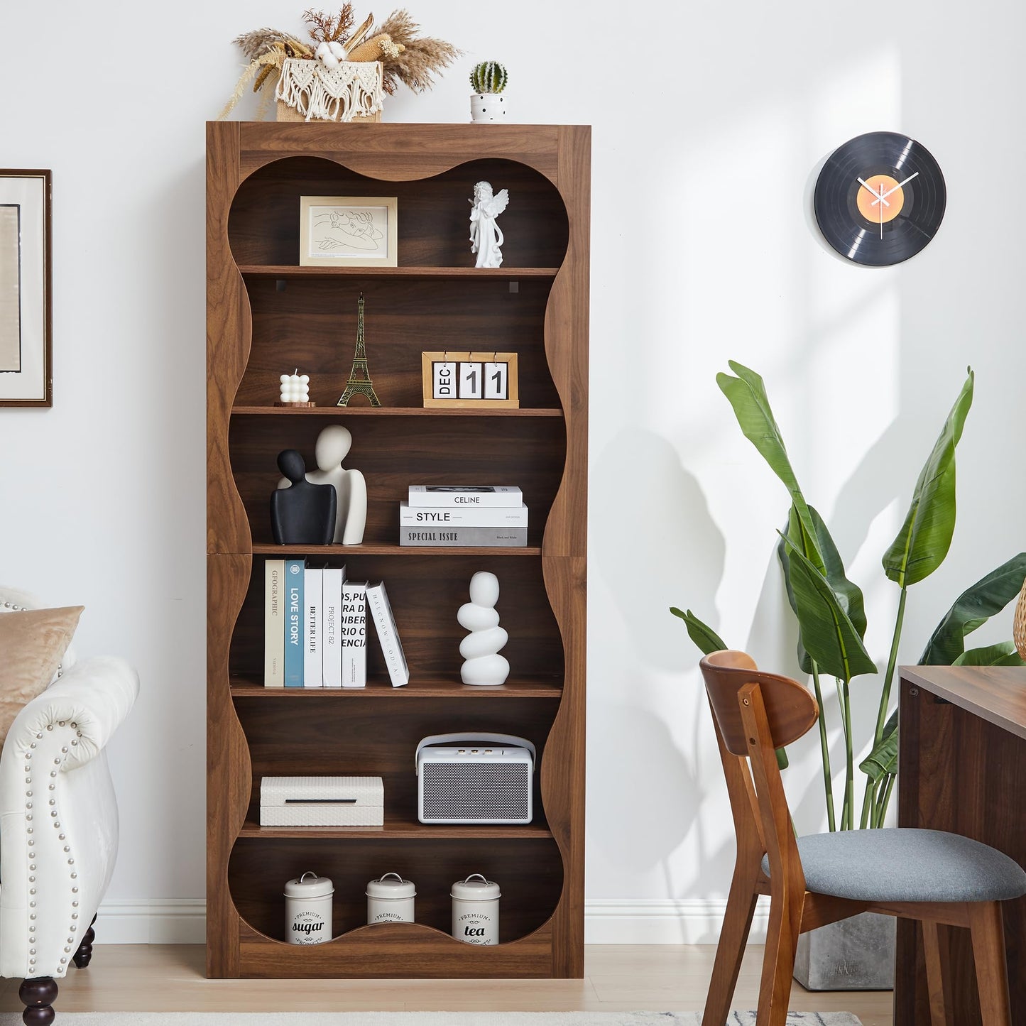 YZRSTY 71" Tall Bookshelf, 6 Tier Large Wooden Book Shelf, Modern Freestanding Bookshelves and Bookcases, Unique Bookcase Display Storage Shelves for Living Room, Bedroom, Classroom, Office, Library