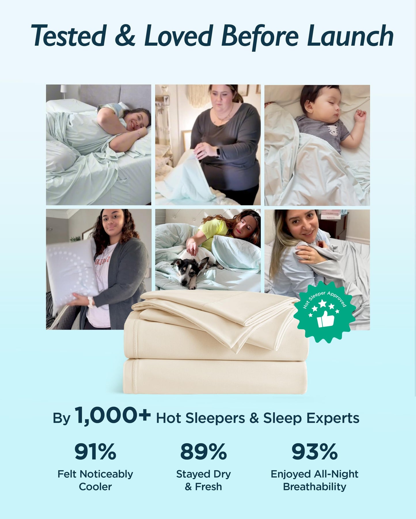 Breescape Cooling Sheet Set King Size - BlendTek™ Dry & Cool Technology for Hot Sleepers and Night Sweats, Q-Max>0.46 Tech, Deep Pocket Up to 18", 360° Elastic Band, Ivory