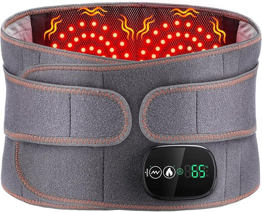 Cordless Heating Pad with Vibration for Back Pain Relief, XL Heated Back Belt Wrap with 3 Fast Heating and Vibration Massage Modes, 5000mAh Battery Operated Heat Pad for Back, Waist, Lumbar (Grey)